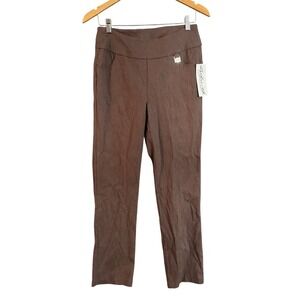 NWT Lulu-B Casual Pants Brown Textured Stretch Women Size 8